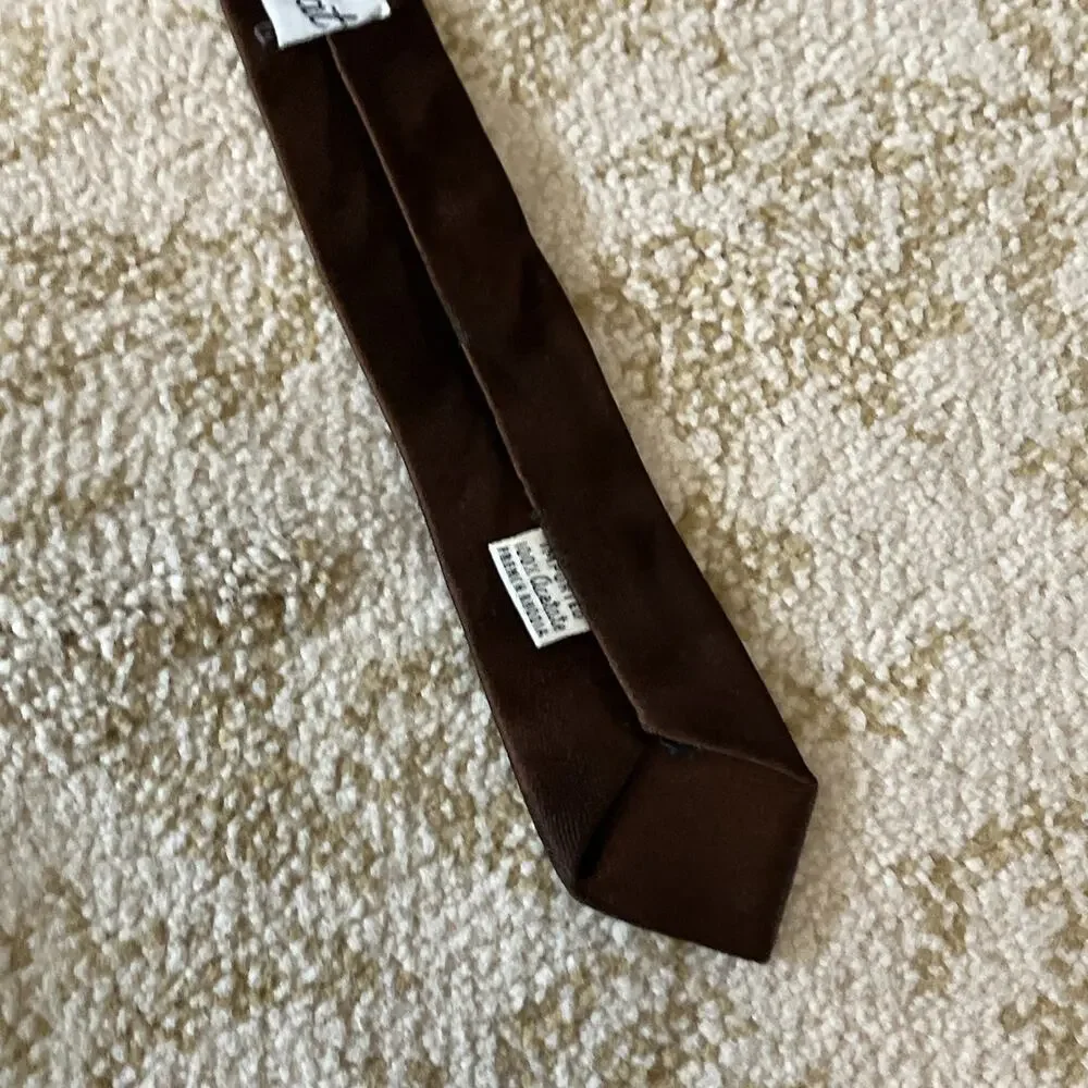 MCM Necktie Ultra Thin Tie Jazz Rat Pack Madmen Atomic Brown Kingpin 1960s vtg